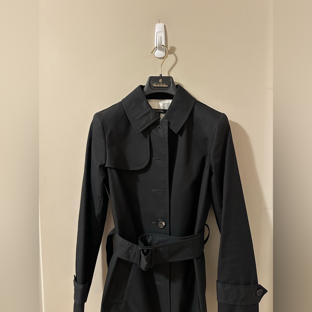 Brooks Brothers Black Trench Coat Petite - Picture 4 of 10